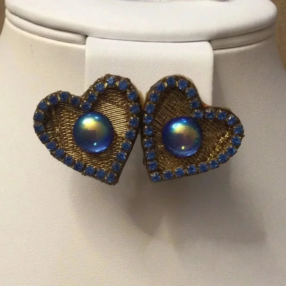 Heart Shaped Clip On Stud Earrings